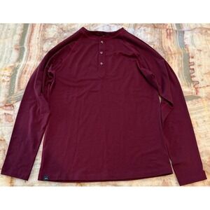 Pistol Lake Mens Henley T-Shirt Maroon Raglan Sleeve Crew Neck Pullover Size M